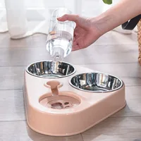 500ML miska dla psa miska podajnika dla kota z butelką wody dla psa automatyczne poidełko miska dla zwierząt karma dla kotów miska dla zwierząt ze stali nierdzewnej podwójna 3 miska 2