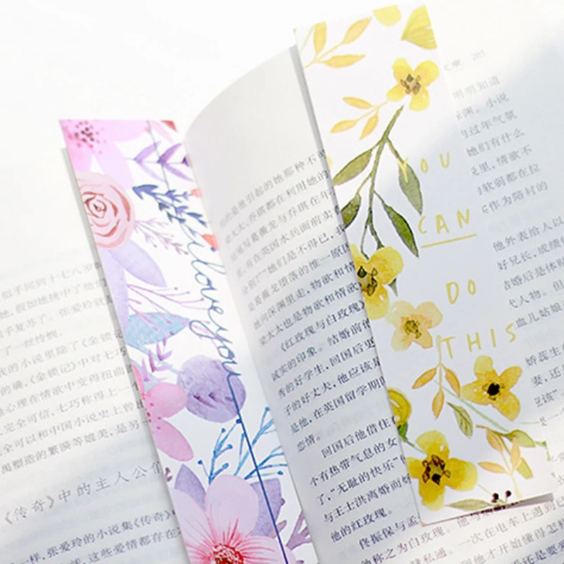 MWOOT 30Pcs Flowers Shape Bookmarks,Colorful Paper Page Clips Bookmark Set,Creative Paper Book Markers Gifts For Book Lovers Women Girls(30 Styles