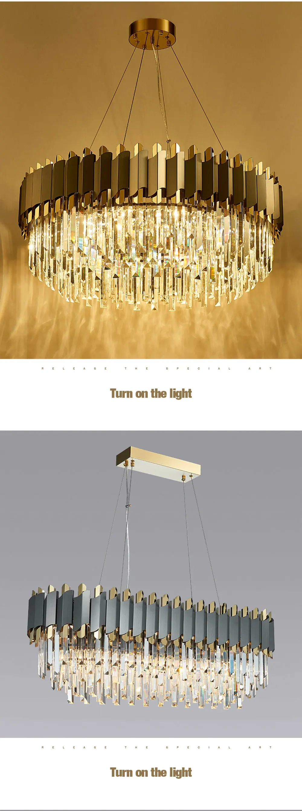 后现代水晶吊灯轻奢客厅灯餐厅卧室灯别墅网红现代简约不锈钢灯具-淘宝网_05