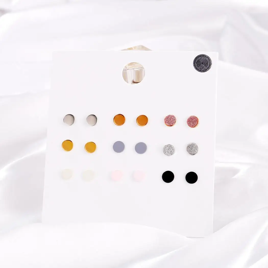 Женский 9 пар, модный пирсинг, сплав, круглые шпильки, 0,6 см/0,24 дюйма, серьги пуш-ап, повседневный набор сережек