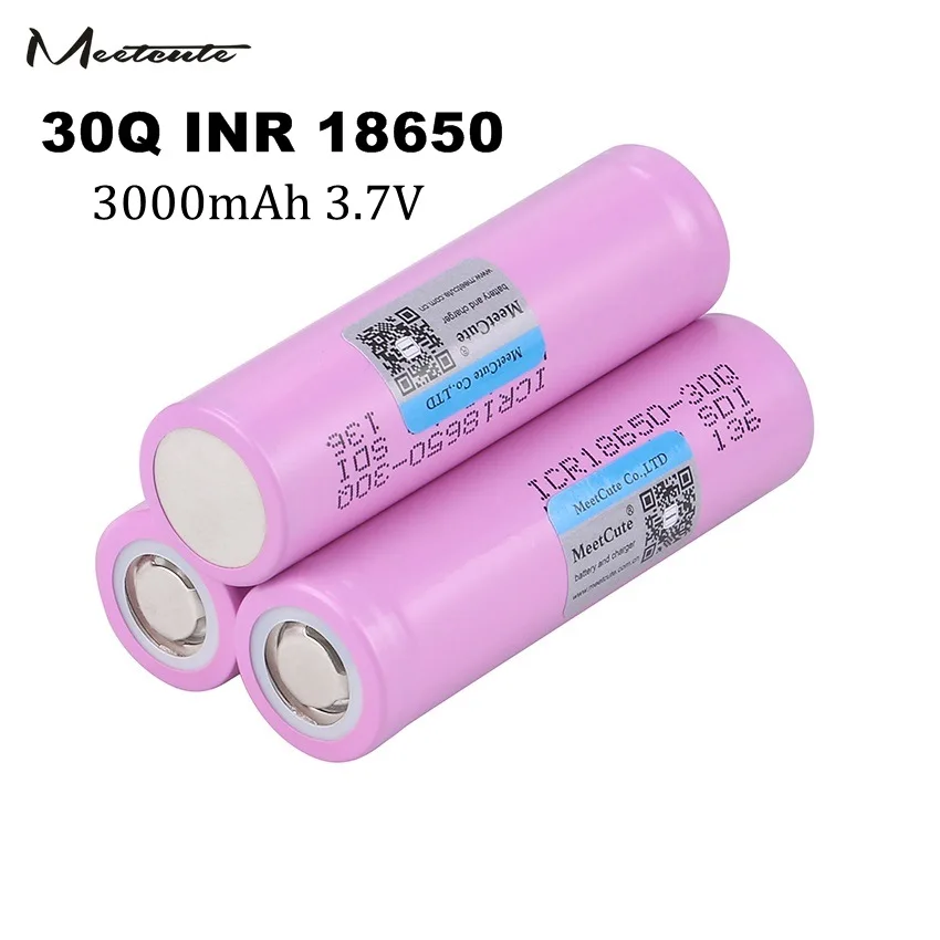 

100% Original Meetcute 30Q 3000mAh 3.7V INR 18650 Lithium Rechargeable Battery For LED Flashlight/Headlamp/Headlight