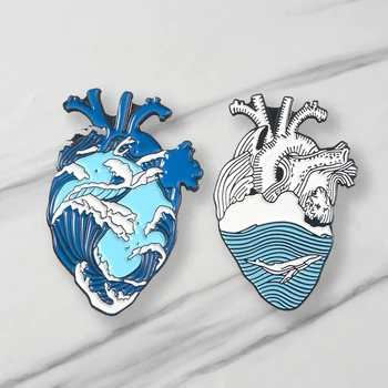 

Tree Stump Enamel Brooches whale Sea Pins For Clothes Bag Punk Jewelry Gift For Friends Kids