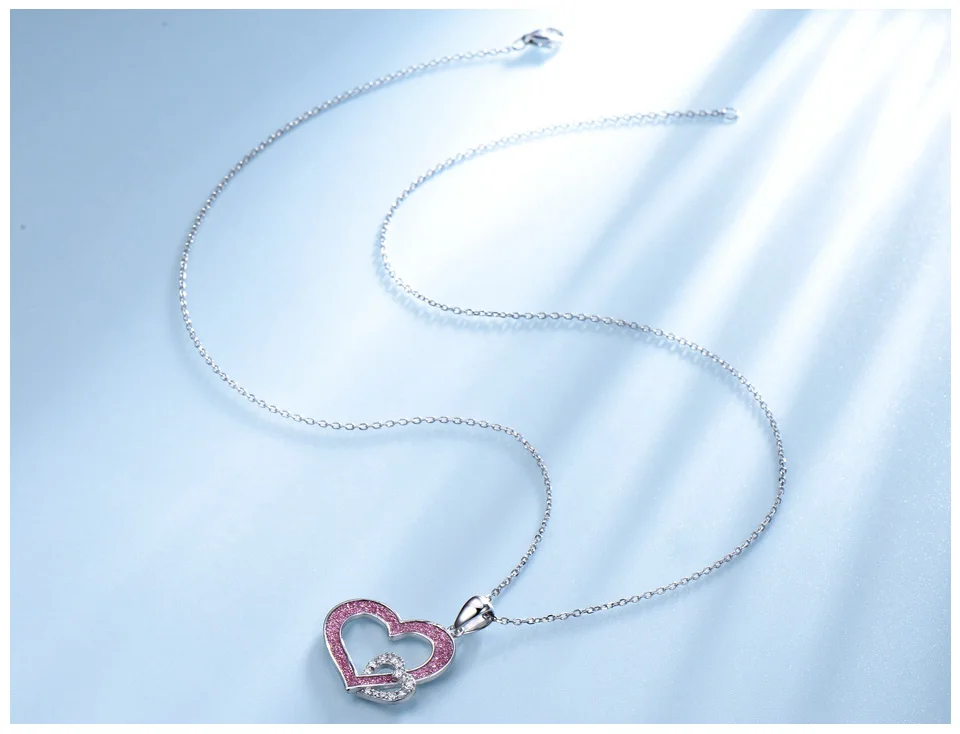 UMCHO блестящих в форме сердца 925 пробы Серебряное ожерелье с подвесками на цепочке для Для женщин для свадьбы, годовщины, дня рождения вечерние подарок ювелирные украшения