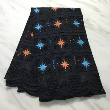 

high quality 5 yards white gold African Swiss cotton voile lace fabric with neat embroidery plus chiffon lace! 14L062335