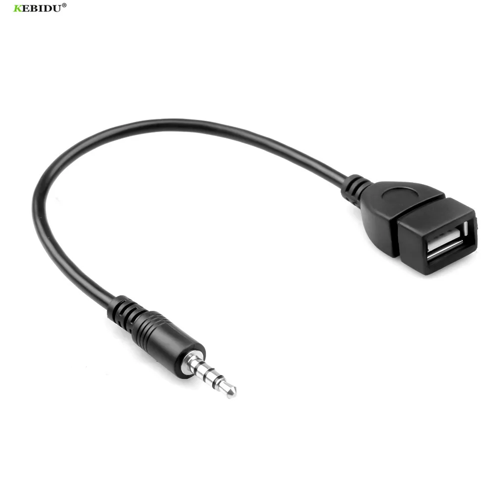 Kebidu 3 5 мм штекер аудио AUX Джек к USB 2.0 тип A Женский Адаптер конвертера OTG шнур для
