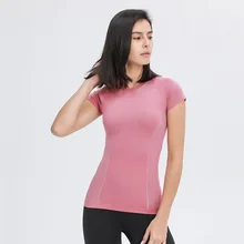 

Lulu Woman T-shirts Breathable Quick Dry Crop Top Bicycle Yoga Fitness Sports Top Fashion Stretch Sports and Leisure Sportswear