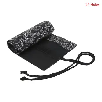 아름다운 잎 학교 연필 케이스 롤러 12/24/48/72 구멍 캔버스 롤업 캔버스 펜 가방, 소녀 소년 문구