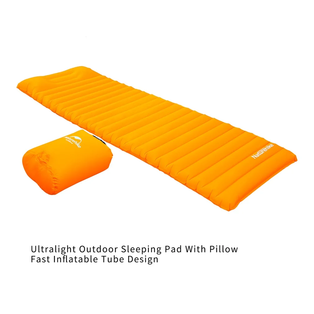 

Ultralight Sleeping Pad With Pillow Fast Inflatable Horizontal Tube Design For Outdoor Camping Hiking Portable 2 Colors