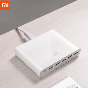 

Original Xiaomi USB-C 60W Charger Output Type-C 6 USB Ports QC 3.0 Quick Charge 18W x2 24W(5V=2.4A MAX) For Smart Phone Tablet