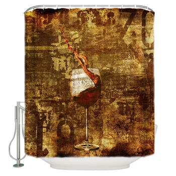 

A Goblet Of Wine On A Vintage Mottled Background Polyester Fabric Shower Curtain