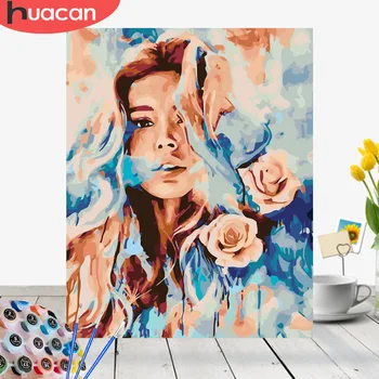 

HUACAN DIY Oil Painting By Numbers Girl HandPainted Home Decor Kits Drawing Canvas Figure Pictures By Numbers