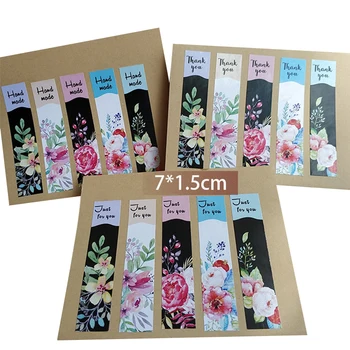 

500pcs/lot Long Strip just for you Thank you flower Adhesive Kraft Seal Sticker for Baking DIY Gift Label Stickers Wholesale