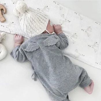 

Newborn Infant Baby Boy Girl Romper Cute Solid Color Back Wing Little Angel Clothes 0-24M B
