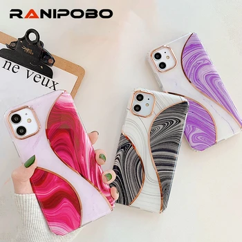 

Marble Electroplating Frame Anti-fall Phone Case For iPhone 11Pro XR X XS Max SE 7 8 Plus Shockproof Phone Back Soft Cover
