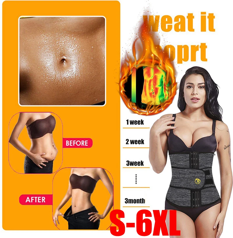 SEXYWG S-6XL Slim Waist Trainer for Women Waist Support Body Shaper Corset Slimming Neoprene Shapewear Strap Plus Size Sport Top