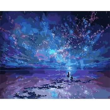 

BAISITE DIY Frame Night Landscape DIY Painting By Numbers Coloring By Numbers Canvas Painting Wall Art BAISITE9437