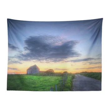 

Fresh Natural Tapestry Green Wheat Field Snow Mountain Landscape Wall Hanging Living Room Decoration Large Polyester Picnic Mat