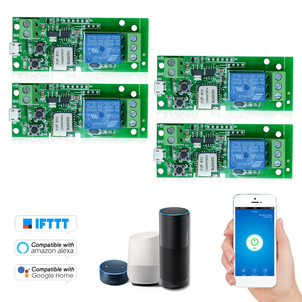 Sonoff DC5V Wifi релейный переключатель модуль беспроводной умный переключатель приложение Дистанционное Голосовое управление таймер переключатель для Alexa для Google Home