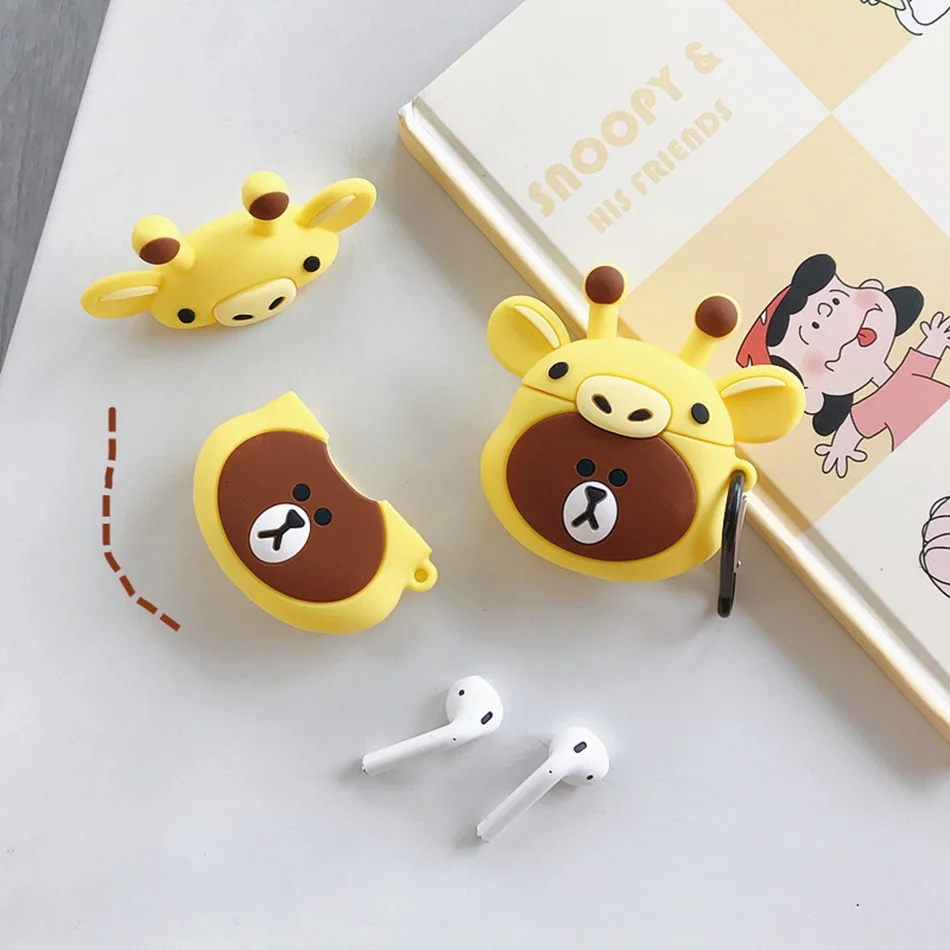 3D наушники в виде кролика чехол для Airpods чехол силиконовый 3D утиный чехол для наушников для Airpods 2 Чехол Для Air pods Earpods Wang Flower