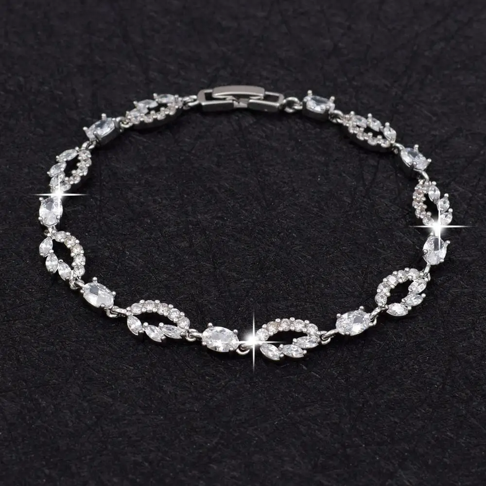 Роскошные серебряные стразы, браслет для женщин, кубический цирконий, кристалл, браслет, шарм, ювелирное изделие, подарок для девочки MF20
