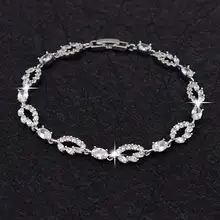 Роскошные серебряные стразы, браслет для женщин, кубический цирконий, кристалл, браслет, шарм, ювелирное изделие, подарок для девочки MF20