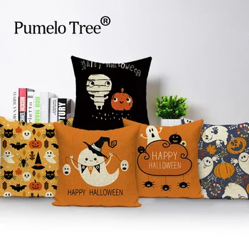 

Happy Halloween Skull Cushion Cover Decor Halloween Trick or Treat Pillow Case Sofa Pumpkin Ghosts Home Decor Pillows Cojin Case