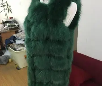 green fuzzy vest