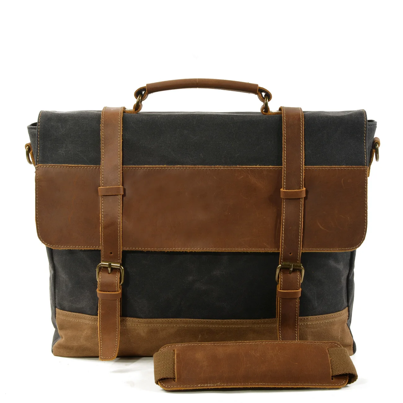 

Unisex Canvas Leather Handbag Retro Casual Briefcase Computer Bag