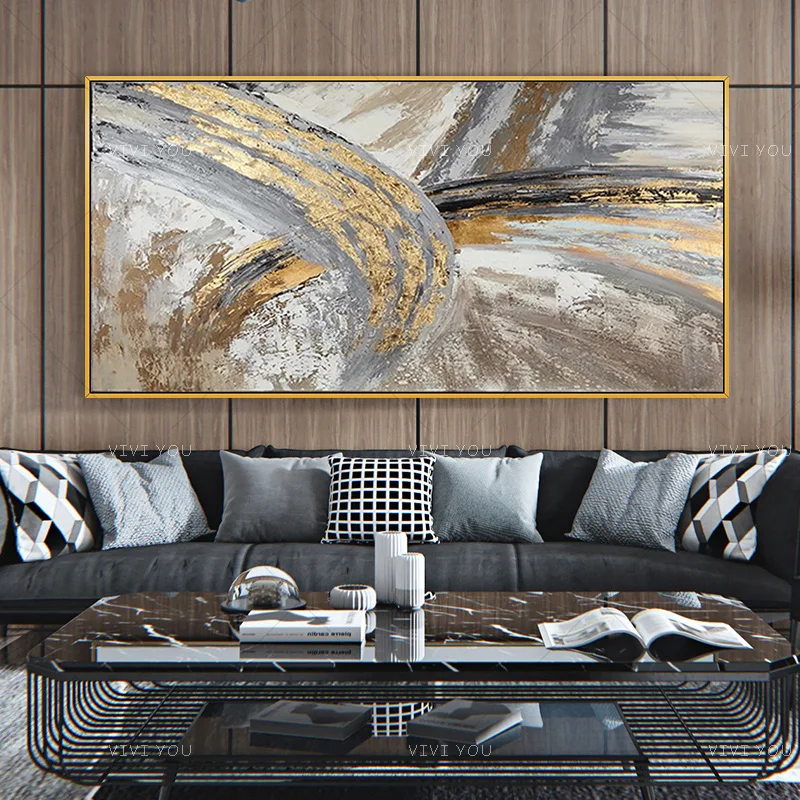 

Best hand painted Best Art Gray gold Abstract Oil Painting Canvas Handmade Painting Home Decor Oil Painting Artwork