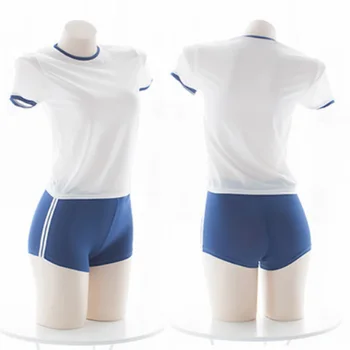 

Japanese School Girl Sportwear Cosplay Uniform Suit T Shirt Shorts Gym Suit Women Sexy Cosplay Student Uniform Set - Free Size