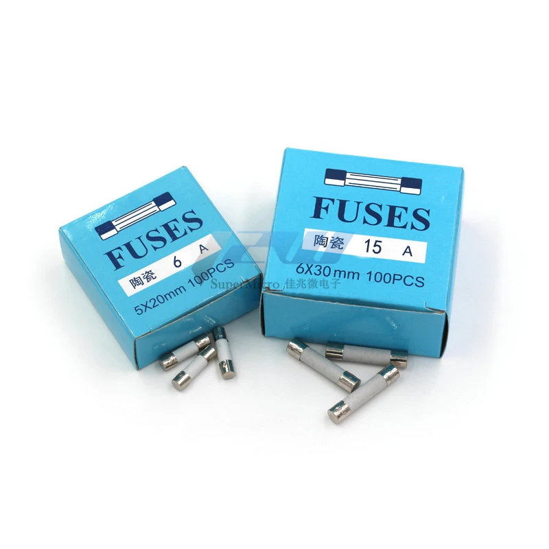 Ceramic Fuse 10 Pcs/Lot Fast blow Ceramic Fuse 5mm x 20mm 6x30mm T 0.5A 1A 2A 3A 5A 6A 8A 10A 13A 15A 20A 30A 250V Car Cigar Microwave Oven