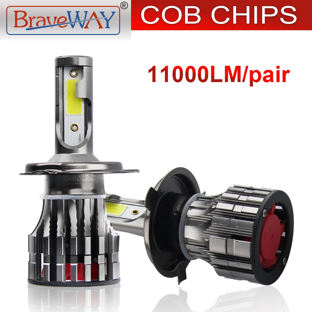 BraveWay 9005 лм H1 H4 H7 H11 HB3 HB4 светодиодный ные лампы для фар 9006 светильник фары