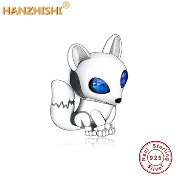

Wholesale Price Authentic 925 Sterling Silver Bead fox jewelry With Blue Eyes