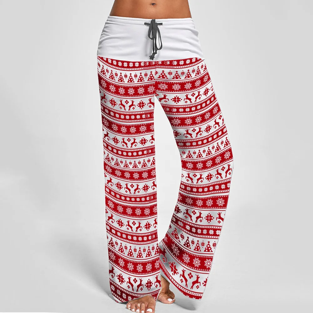 Boho пляжные джоггеры рождественские женские брюки летние брюки повседневные длинные брюки-Палаццо широкие брюки для женщин спортивные штаны - Цвет: 600224-White2