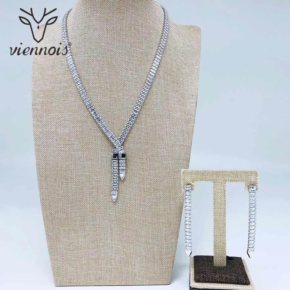 Viennois розовое золото& серебро Цвет Висячие серьги смешанные цвета ожерелье Zricon набор украшений для женщин металлические вечерние ювелирные изделия
