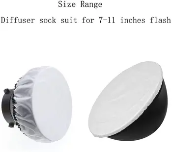 

Selens 7-11inch 18-28cm Soft White Diffuser Sock Light Diffuser Sock for Standard Reflector Flash Strobe Portrait Photography