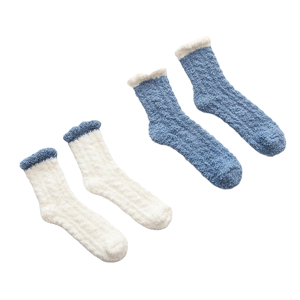 Set Of 2 Pairs Winter Soft Socks Slipper Socks Crew Socks Sleep Socks For Women Warm Socks