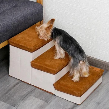 

3Steps Dog Stair Sofa Bed Ladder 25KG Max.Load for Small Medium Dogs Puppy