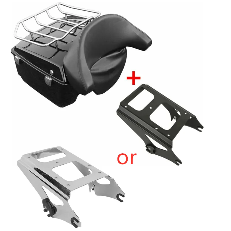 

Motorcycle King Tour pack trunk+Backrest Trunk Rack 2-Up Rack Backrest For Harley Street Road Glide 09-13