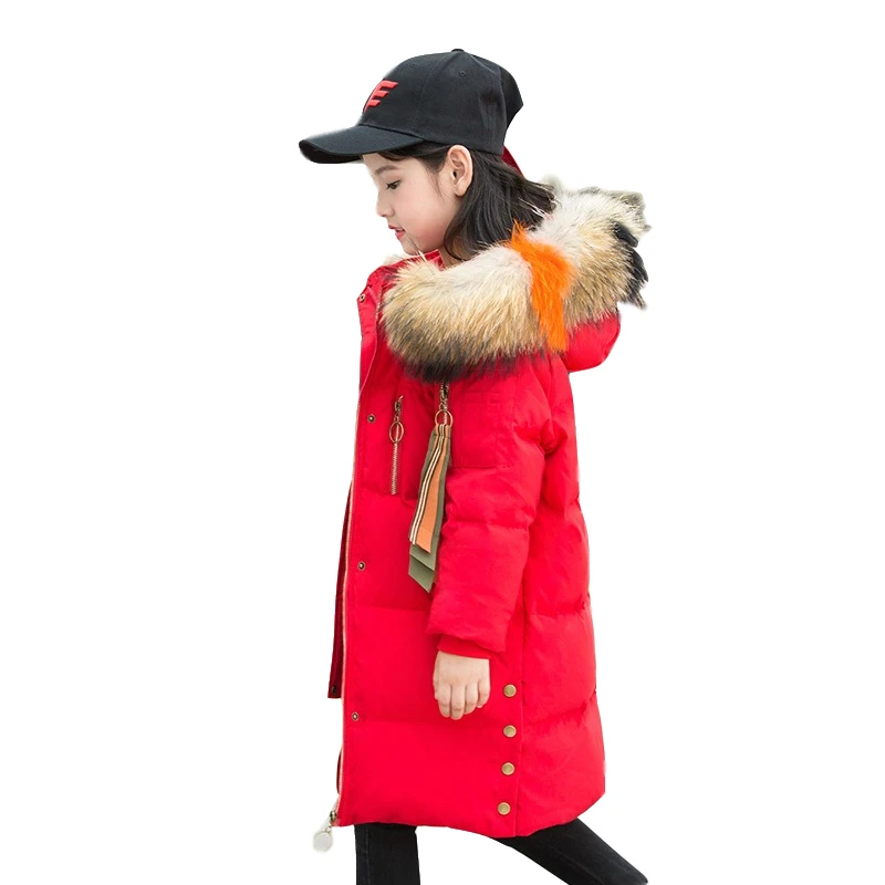 

2019 New Children Warm Down Jacket Girls Fashon Long Clothes White Duck Down Thicken Coats Kids Outerwear Winter Jacket Snowsuit