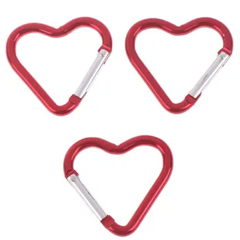 

3pcs Clip Aluminum Alloy Keychain Gadgets Portable Heart Shaped Camping Carabiner Multi Functioned Fast Hanging Mini Outdoor