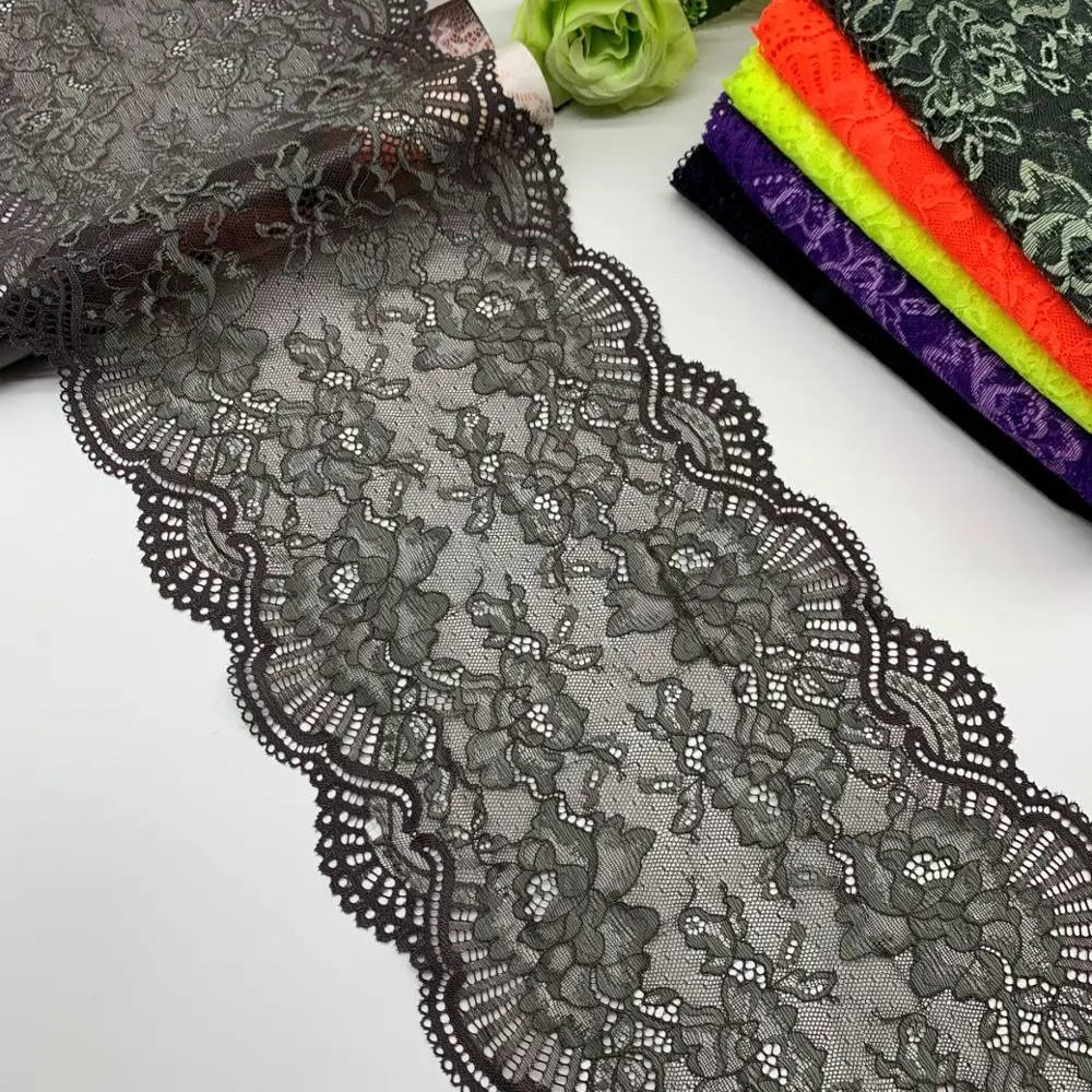 3y/lot 7 Colors 23cm Stretch Lace trim Olive Green 1