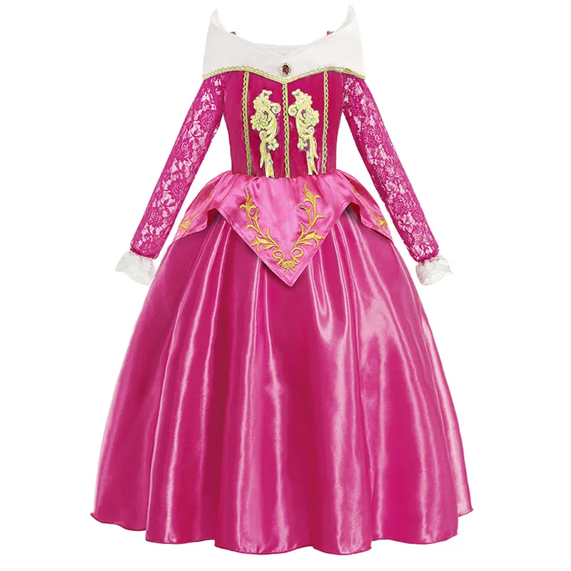 Aurora Dress H Вечерние костюмы принцессы для девочек; платье Авроры; детские осенние Свадебные Платья с цветочным узором для девочек; платье для выпускного вечера; костюм Спящей красавицы для ролевых игр - Цвет: Aurora Dress H