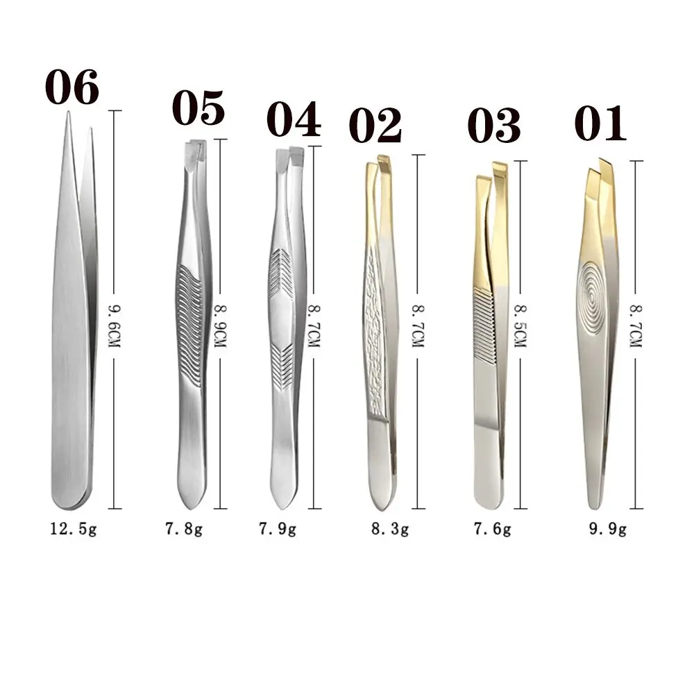 Multipurpose Stainless Steel Eyebrow Tweezer for Facial Hair Ingrown Hair Removal For Plucking Eyebrows Repair Clip Beards Tool 6