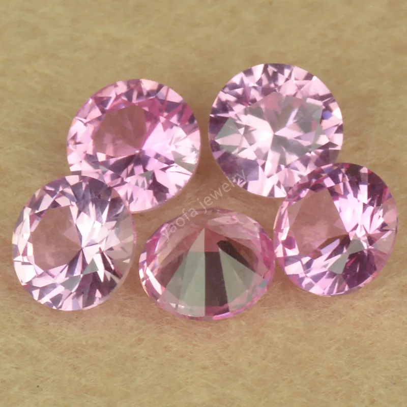 Mohs Hardness9 3~18mm 2# Light Pink Corundum Stone Round Shape Machine Cut Red Loose Beads Synthetic Gems For Jewelry | Украшения и