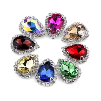 

10pcs/bag DR Shape Colorful Rhinestones Faltback Glass Crystal Buckle Sew On Stones Use For DIY Clothing Accessorie