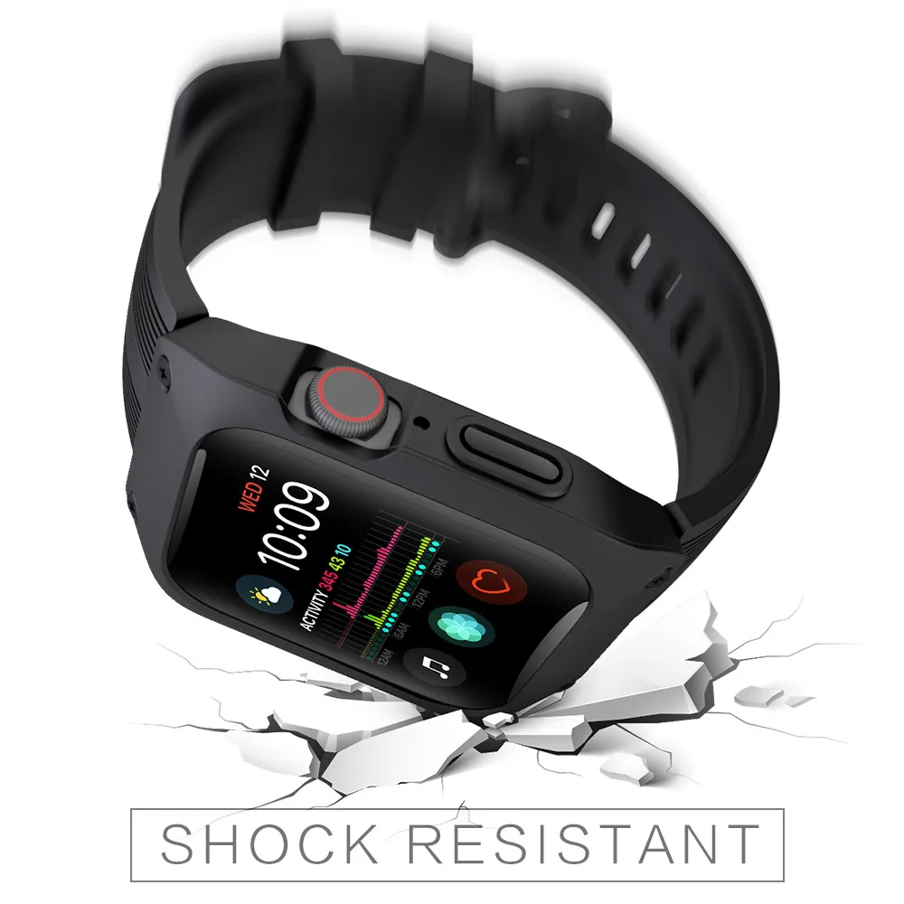 Спортивный силиконовый ремешок с защитным чехлом для Apple Watch Series 4 44 мм Ремешок Браслет Силиконовый ремешок для IWatch 4 44 мм