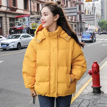 

Cotton-padded Women 2019 New Autumn Winter Coat Loose Jacket Hooded Short Jackets Female Parka Warm Casual Plus Size Overcoat