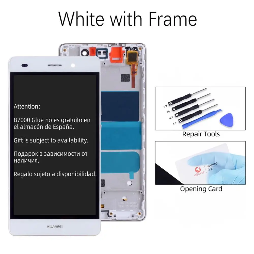 White with Frame Дисплей для HUAWEI P8 Lite LCD в сборе с тачскрином на рамке 5.0‘’ черный белый золото - Цвет: White with Frame