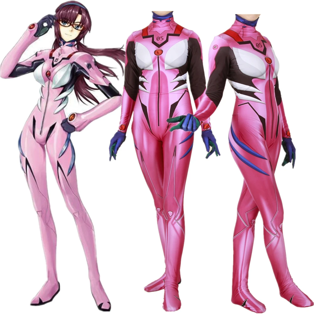 Для Женщин Девочек аниме 3D NEON GENESIS EVANGELION EVA Mari Makinami костюм зентай для косплея боди костюм комбинезоны